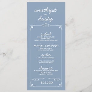 Dusty Blue Custom Colour Wedding Menu Cards