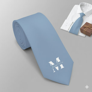 Dusty Blue   Custom Monogram Wedding Groomsmen  Tie