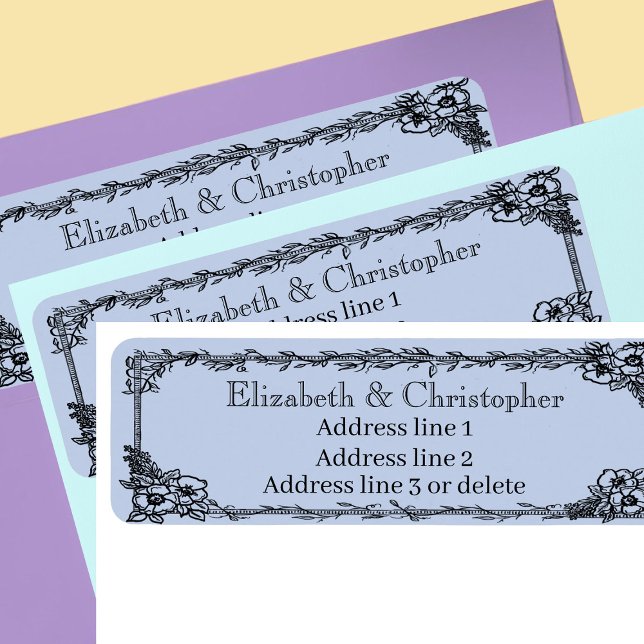 Dusty Blue Custom Name Floral Return Address Label (Creator Uploaded)
