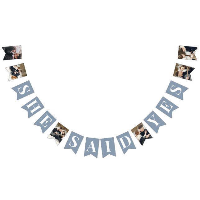 Dusty Blue Custom Photo Bridal Shower	 Bunting (All)