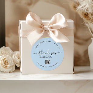 Dusty Blue Custom Thank You Stickers With QR Code