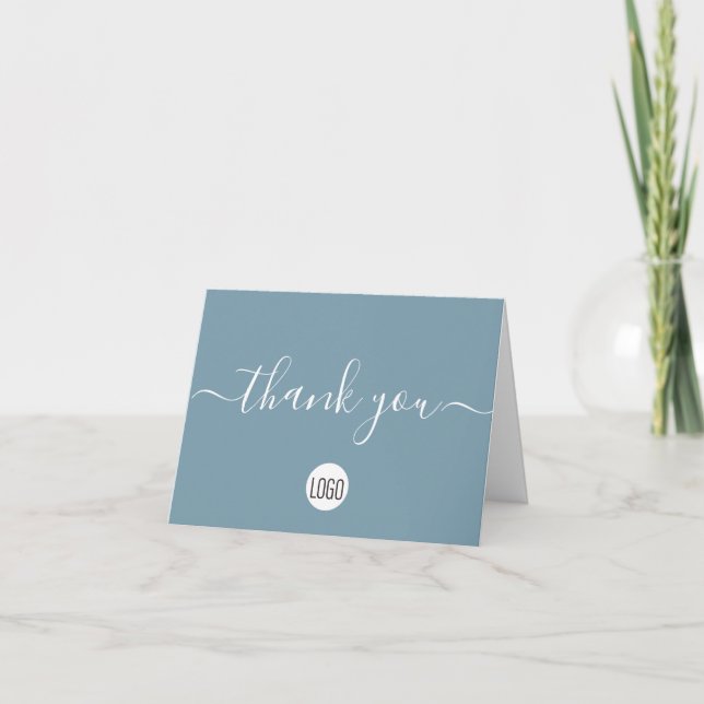 Dusty blue Customer Appreciation Professional Thank You Card (Front)