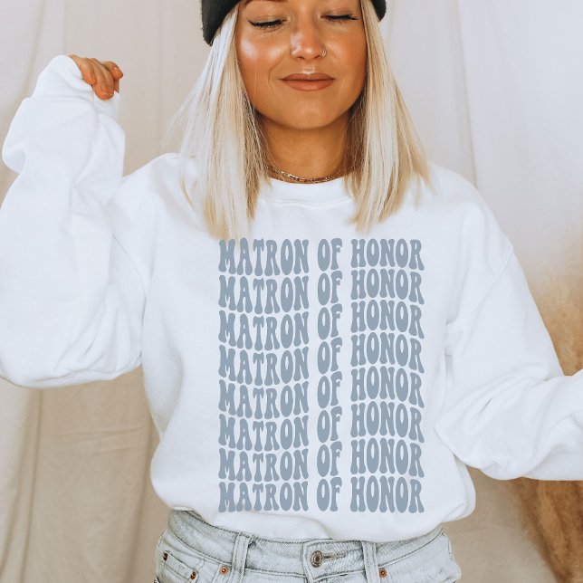 Dusty Blue Cute Trendy Boho Matron of Honour Sweatshirt (Creator Uploaded)