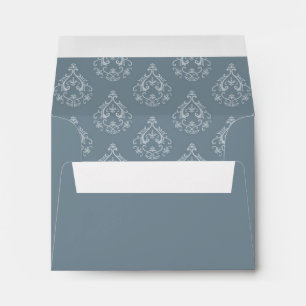 Dusty Blue Damask R.S.V.P. return envelope