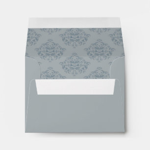 Dusty Blue Damask R.S.V.P. return envelope