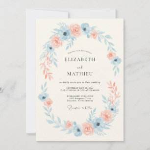 Dusty Blue Delicate Meadow Wedding Invitation