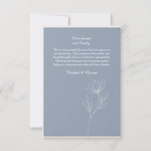 Dusty Blue Delphinium minimal Wedding Romance Thank You Card