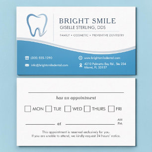 Dusty Blue Dentist Office Appointment Reminder Business Card
