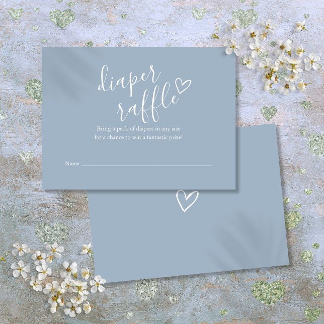 Dusty Blue Diaper Raffle Baby Shower Enclosure Card (Dusty Blue Diaper Raffle Baby Shower Enclosure Card)