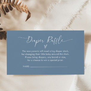 Dusty Blue Diaper Raffle Baby Shower Insert Card