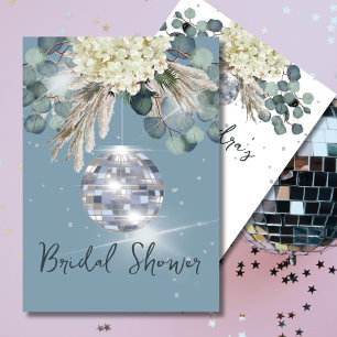 Dusty Blue Disco Ball Floral Bridal Shower Invitation