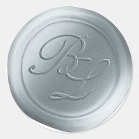Dusty Blue Double Monogram Faux Wax Seal Stickers