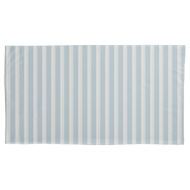 Dusty Blue Dove Grey Stripe Pillowcase (Front)