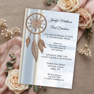 Dusty Blue Dreamcatcher Wedding Reception Only Invitation