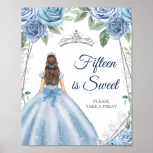 Dusty Blue Dresses Quinceañera Cards & Gifts Poster