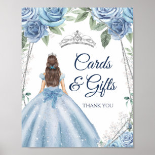 Dusty Blue Dresses Quinceañera Cards & Gifts Poster