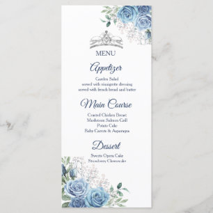 Dusty Blue Dresses Quinceañera Menu Card
