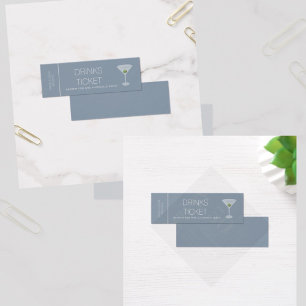 Dusty Blue Drink Ticket Wedding Reception Card 