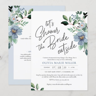 Dusty Blue Drive By Bridal Shower Invitation