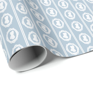 Dusty Blue Easter Bunny Cameo Wrapping Paper