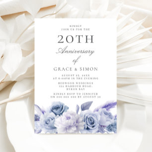 Dusty Blue Elegance 20th Wedding Anniversary Invitation