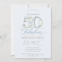 Dusty Blue Elegant 50 & Fabulous Birthday