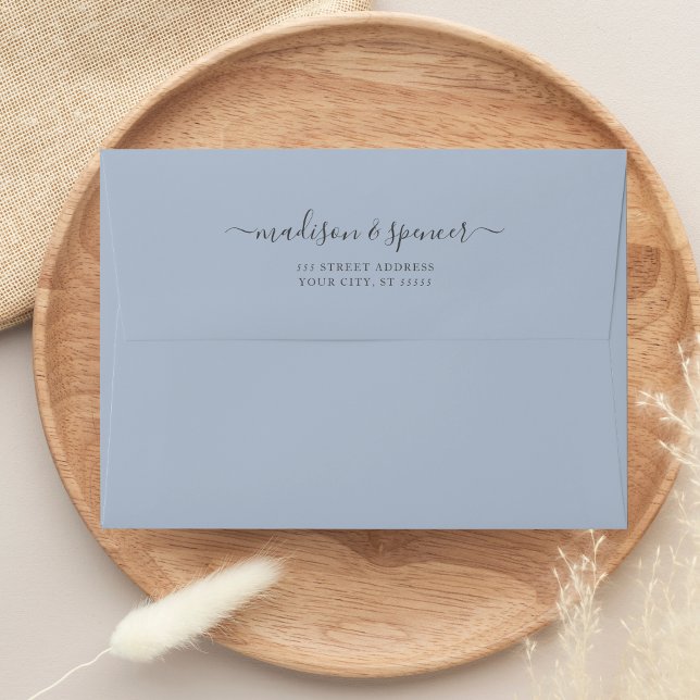 Dusty Blue elegant and modern wedding 5x7 Envelope (Creator Uploaded)