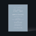 Dusty Blue Elegant Bat Mitzvah Modern Script Chic Invitation<br><div class="desc">This Bat Mitzvah invitation features a dusty blue background with elegant script and classic typography. The clean layout highlights the ceremony and celebration details in a refined and timeless style. Perfect for temple services,  evening receptions,  and sophisticated milestone gatherings.</div>