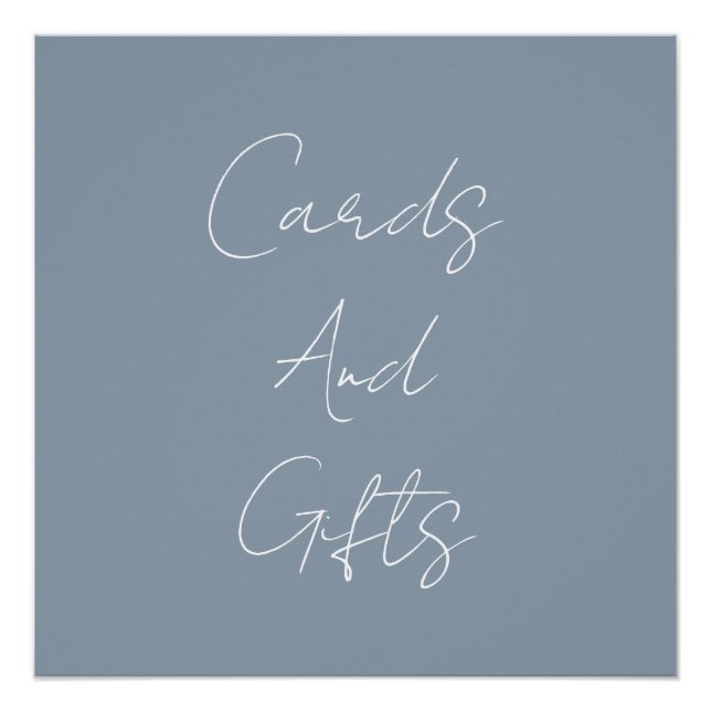 Dusty Blue Elegant Bridal Shower Wedding Classy Poster (Front)