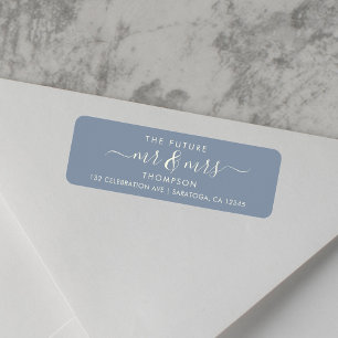 Dusty Blue Elegant Chic Future MR and MRS Address Return Address Label