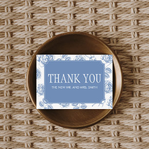 Dusty Blue Elegant Chinoiserie Wedding Thank You Card