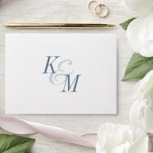 Dusty Blue Elegant Classic Monogram Wedding Envelope
