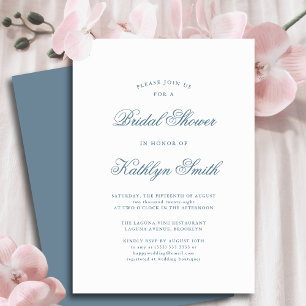 Dusty Blue Elegant Classic Script Bridal Shower Invitation