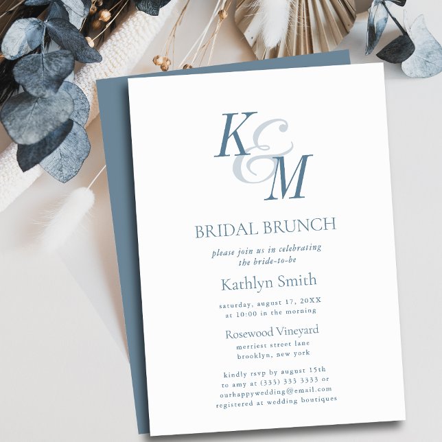 Dusty Blue Elegant Classic Simple Bridal Brunch Invitation (Creator Uploaded)