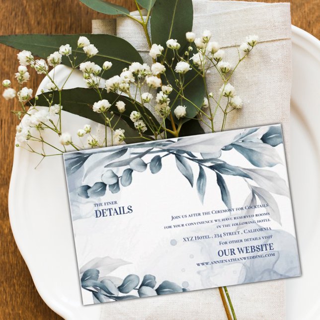 Dusty Blue Elegant Eucalyptus Wedding Details Enclosure Card (Dusty Blue Elegant Eucalyptus Wedding Details Enclosure Card)