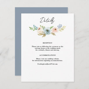 Dusty Blue Elegant Floral Rustic Wedding Enclosure