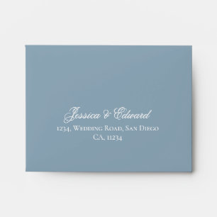 Dusty Blue Elegant Floral Wedding RSVP Envelope