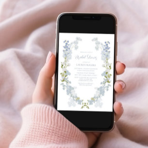 Dusty Blue Elegant Garden Vintage Bridal Shower Invitation