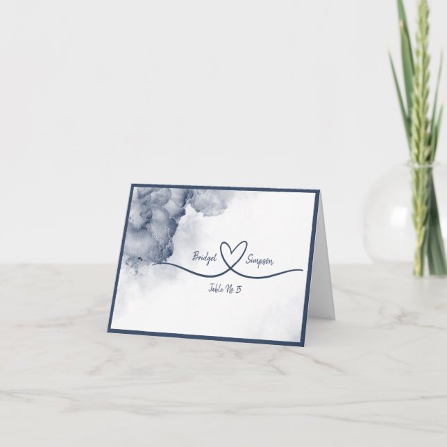 Dusty Blue elegant Marble guest Seating Cards (Front)