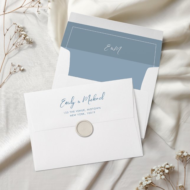 Dusty Blue Elegant Minimal Wedding Envelope (Creator Uploaded)