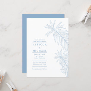 Dusty Blue Elegant Minimalist Botanical Invitation