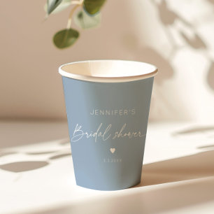 Dusty blue elegant minimalist Bridal shower Paper Cups