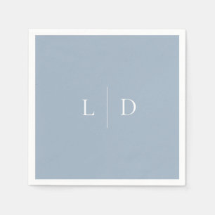 Dusty Blue Elegant Minimalist Monogram Wedding Napkin