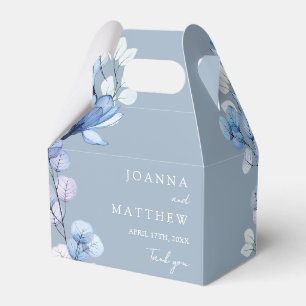 Dusty Blue Elegant Modern Floral Wedding Favour Box