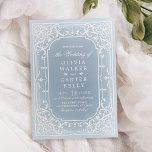 Dusty blue elegant ornate romantic vintage wedding invitation<br><div class="desc">Elegant vintage ornate frame design in cream on soft dusty blue background,  romantic and sophisticated,  great for vintage wedding,  romantic wedding,  and winter wedding. 
See all the matching pieces in the collection.</div>