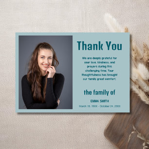 Dusty Blue Elegant Photo Funeral Sympathy Card