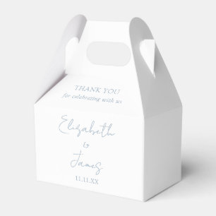 Dusty Blue Elegant Script Wedding Thank You Favour Box