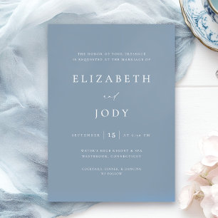 Dusty Blue Elegant Simple Wedding Modern Invitation