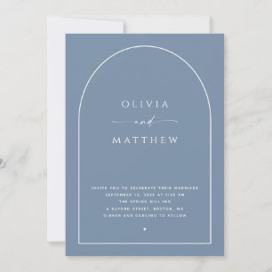 Dusty Blue Elegant Wedding Arch Photo & QR Code Invitation
