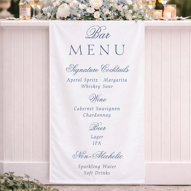 Dusty Blue Elegant Wedding Bar Menu Sign (Creator Uploaded)